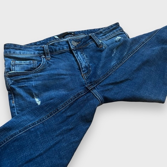 Kut from the Kloth Catherine Boyfriend Distressed Dark Wash Denim Jeans Size 6 - Picture 4 of 14